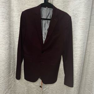 Mens Express Slim Fit Burgundy Blazer